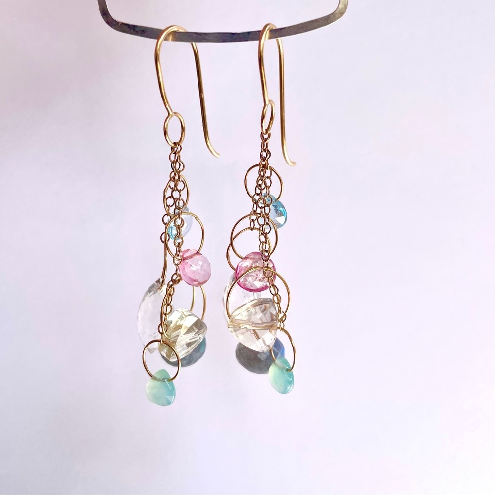 Melissa Joy Manning gold and gemstone earrings